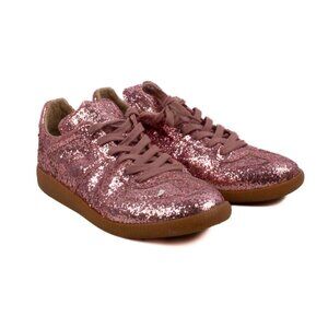 MAISON MARGIELA GAT Pink Glitter Low Top Sneakers size 36.5